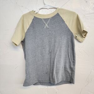 jumping beans Gray Body Short Sleeve Tee with Yellow Cream Raglan Sleeves